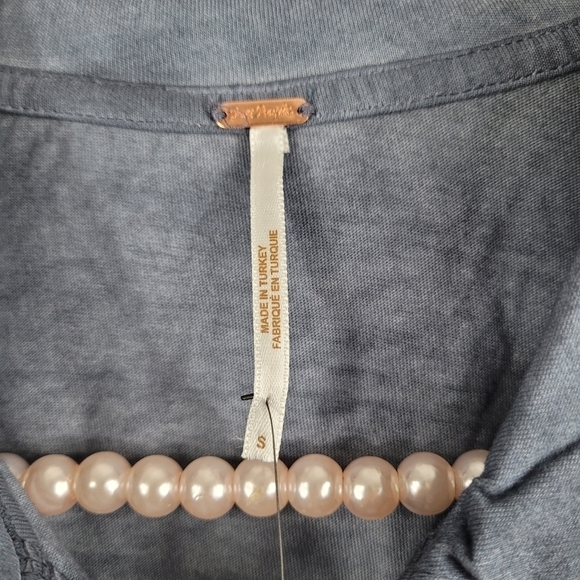 Free People Weekend Rush Button Up Top Navy - Picture 9 of 10